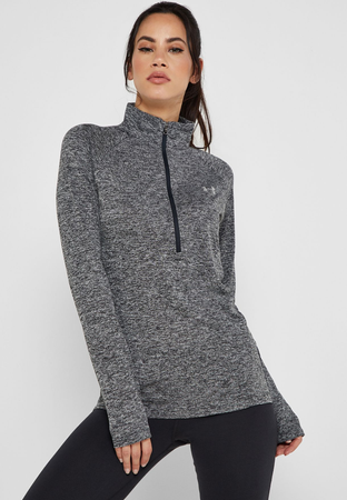 Under Armour жіноча футболка Long UA Tech 1/2 (Black-Metallic Silver), M